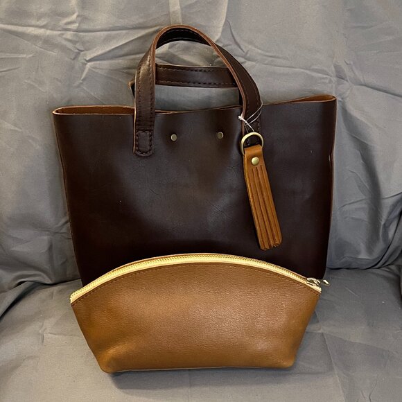 Portland Leather Handbags - Portland Leather, Crossbody Tote, Dark Brown, w/Eclipse Bag & Keychain